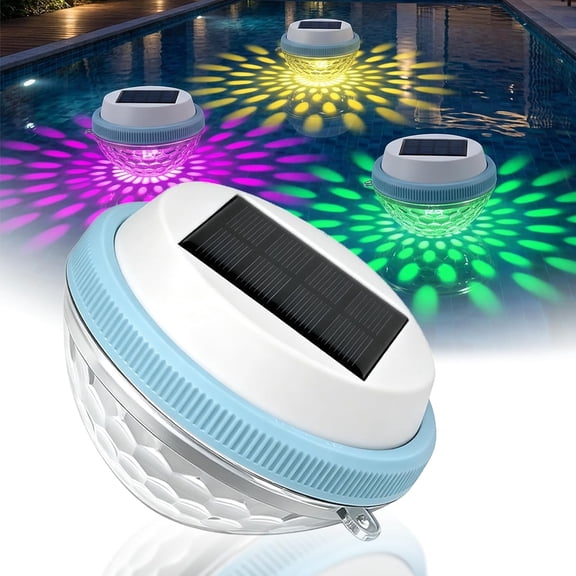 Solar Floating Pool Lights, Waterproof LED Auto Color Changing & Warm White Glow, Outdoor Pond Fountain Patio Decor (1Pack)