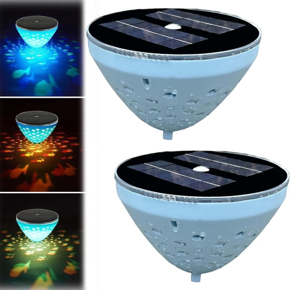 Solar Floating Pool Projector Light, Color Changing Fish Pattern Waterproof LED Light for Pool, Pond, Garden