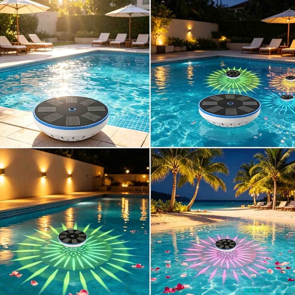 Solar Floating Water Column Lamp with Remote, 10 Colors for Garden Pool, 5.5 in, IP68, Auto On/Off, RGB Modes, Rechargeable, for Pool Parties, Pond, Night Ambiance