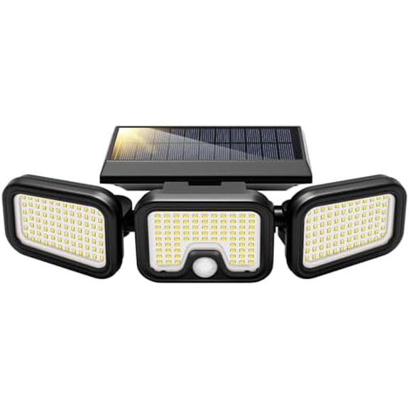 Solar Flood Lights Outdoor, 256 LED 2500LM Motion Sensor Lights, 3 Adjustable Heads Security Lights, IP65 Waterproof, 270° Wide Lighting Angle Solar Powered Lights for Porch, Yard