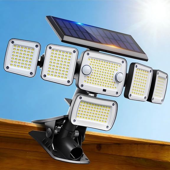 Solar Flood Lights Outdoor,6000LM 336 LEDs Clip Motion Sensor Lights with 360? Wide Angle &3 Modes, IP65 Lights for Yard Patio Garage Garden,1Pack
