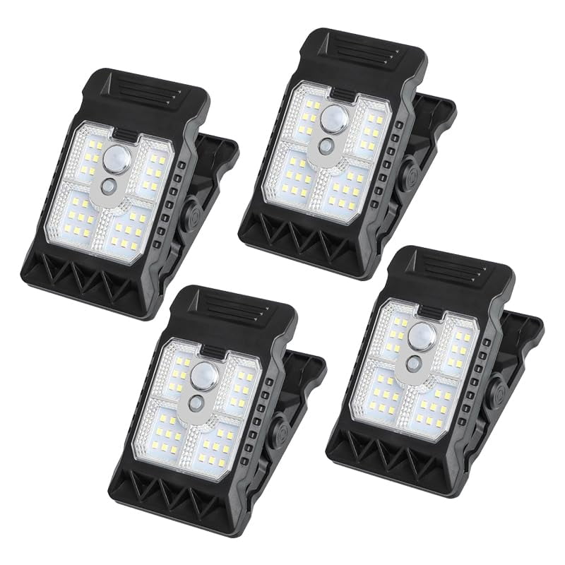 Solar Flood Lights Outdoor Clip On Solar Lights Motion Sensor Security Lights Waterproof Solar Outdoor Lights for Patio, Yard, House, Garage 4PC White