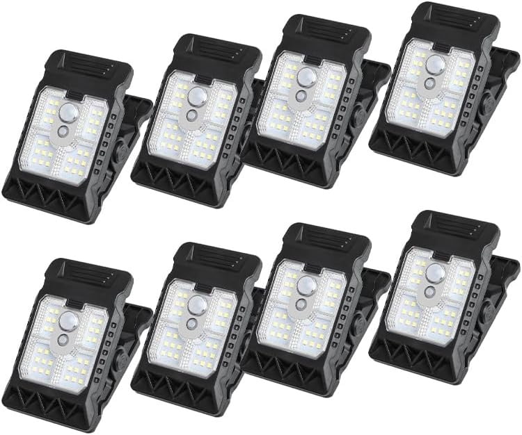 Solar Flood Lights Outdoor Clip On Solar Lights Motion Sensor Security Lights Waterproof Solar Outdoor Lights for Patio, Yard, House, Garage 8PC White