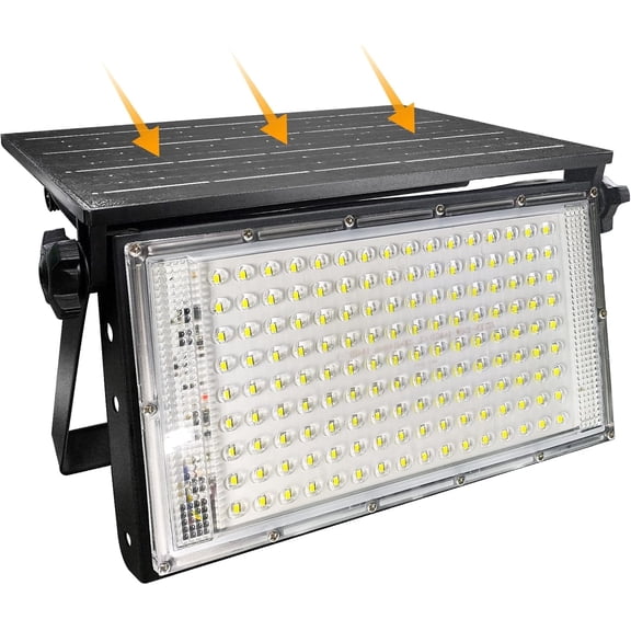 INDMIRD 1 Pack 100W Solar Flood Lights Outdoor with Remote Control Dimmable, Waterproof Super Bright Solar Powered Security Spot Lights for Porch Patio Yard Garage