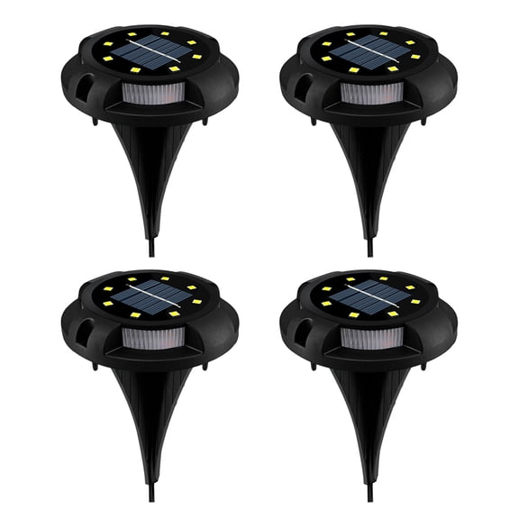 Solar Floor Lights 4 Pack of 12 LED Solar Disc Lights Garden Lighting for Yard Lawn Pathways-white light + color light