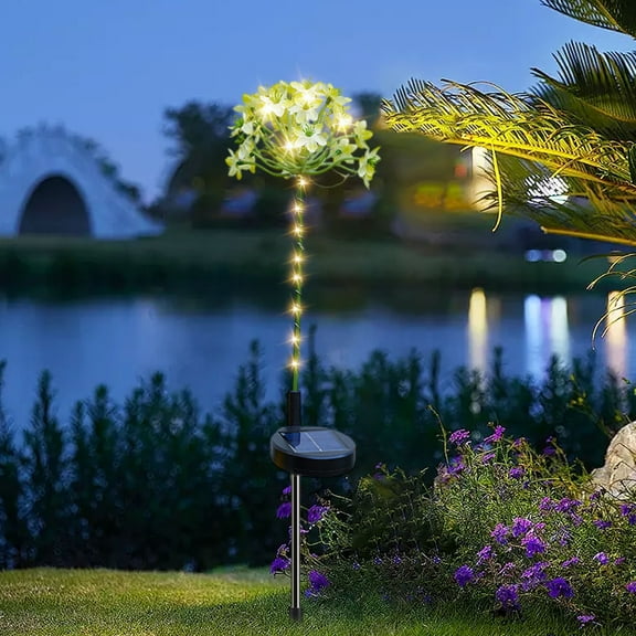 Solar Flower Border Light Outdoor Waterproof LED | Multi-Color Decorative Garden Ground Stake Lamp | Durable ABS & Stainless Steel, 64cm | 12hr Solar Powered | Yard Patio Pathway Accent