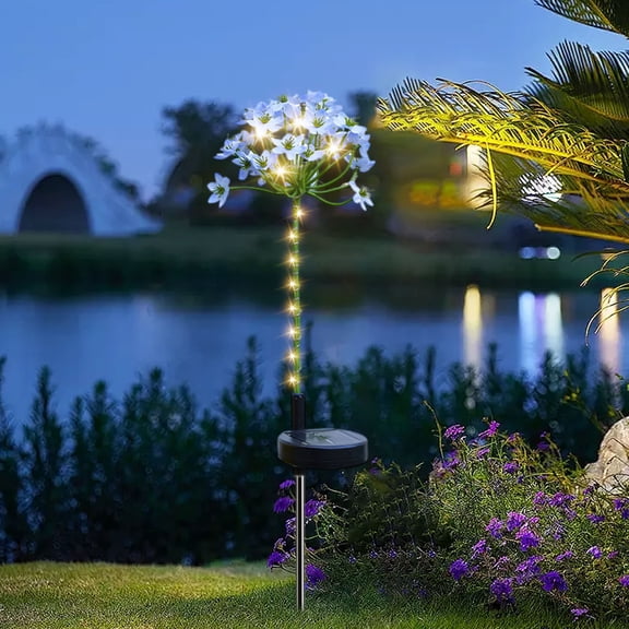 Solar Flower Garden Lights Outdoor Waterproof LED with Ground Stake, Multi-Color Decorative Border Lighting for Yard, Pathway, and Patio