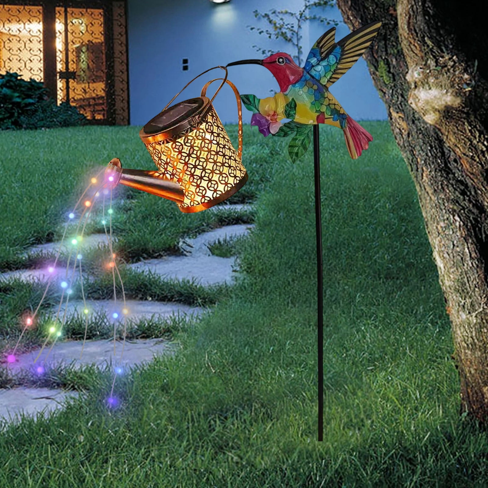 Solar Flower Garden Lights Outdoor, Waterproof Multicolor Resin Stake Lights for Pathway Patio Yard Decor, Auto On/Off Solar Powered