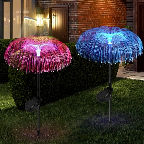 Solar Flower Lights Outdoor Garden Waterproof, Solar Yard Lights Decorative, 7 Color Changing Solar Powered Stake Light for Pathway Patio Lawn Christmas Decor, 2 PCS