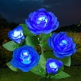thumbnail image 1 of Solar Flower Lights Outdoor, LED Solar Powered Light with 5 Rose Flowers, Waterproof Decorative Garden Stake Lights for Patio Pathway Yard (Blue, 1 Pack), 1 of 8