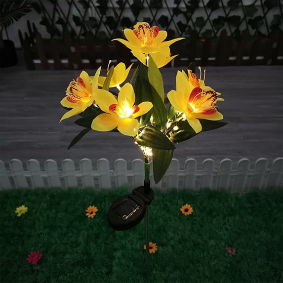 Solar Flower Stake Lights Outdoor, Waterproof IP65 LED Garden Decorative Pathway Lights with Auto On/Off, Adjustable Stems, Up to 8 Hours Runtime (1 Pack)