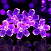 Solar Flower String Lights,23ft 50 LED Cherry Blossoms Solar Fairy Light, Outdoor Waterproof String Lights for Christmas Tree, Home, Garden, Wedding, Patio, Par