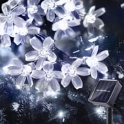 Solar Flower String Lights, 23ft 50 LED Fairy Lights, Outdoor Cherry Blossoms Solar Lights for Christmas Tree, Garden, Patio, Party Decorations, Cool White