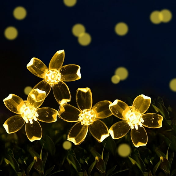 Solar Flower String Lights, 23ft 50 LED Fairy Lights, Outdoor Cherry Blossoms Solar Lights for Christmas Tree, Garden, Patio, Party Decorations, Warm White