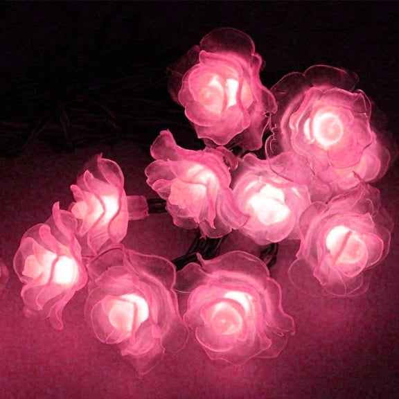 Solar Flower String Lights- 6M 30LED Solar Rose String Lights Flower Fairy String Lights Waterproof with 8 Mode for Garden Outdoor.
