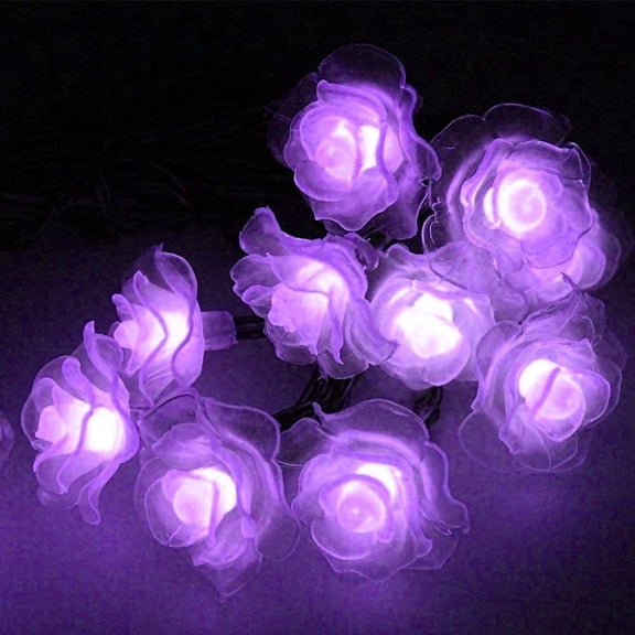 Solar Flower String Lights- 6M 30LED Solar Rose String Lights Flower Fairy String Lights Waterproof with 8 Mode for Garden Outdoor.