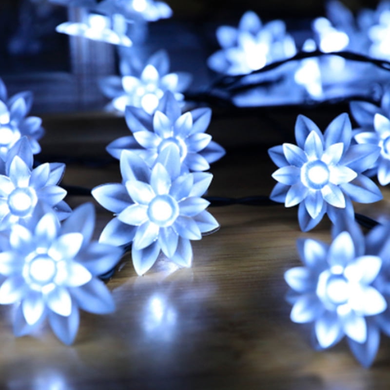 Solar Flower String Lights Outdoor Waterproof 50 LED Upgraded Flower