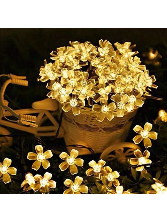Solar Flower String Lights, Usupdd 20 LED Outdoor Christmas Decorations with 8 Lighting Modes, Waterproof Solar Garden Lights for Fence Patio Yard Tree Wedding Party Decoration