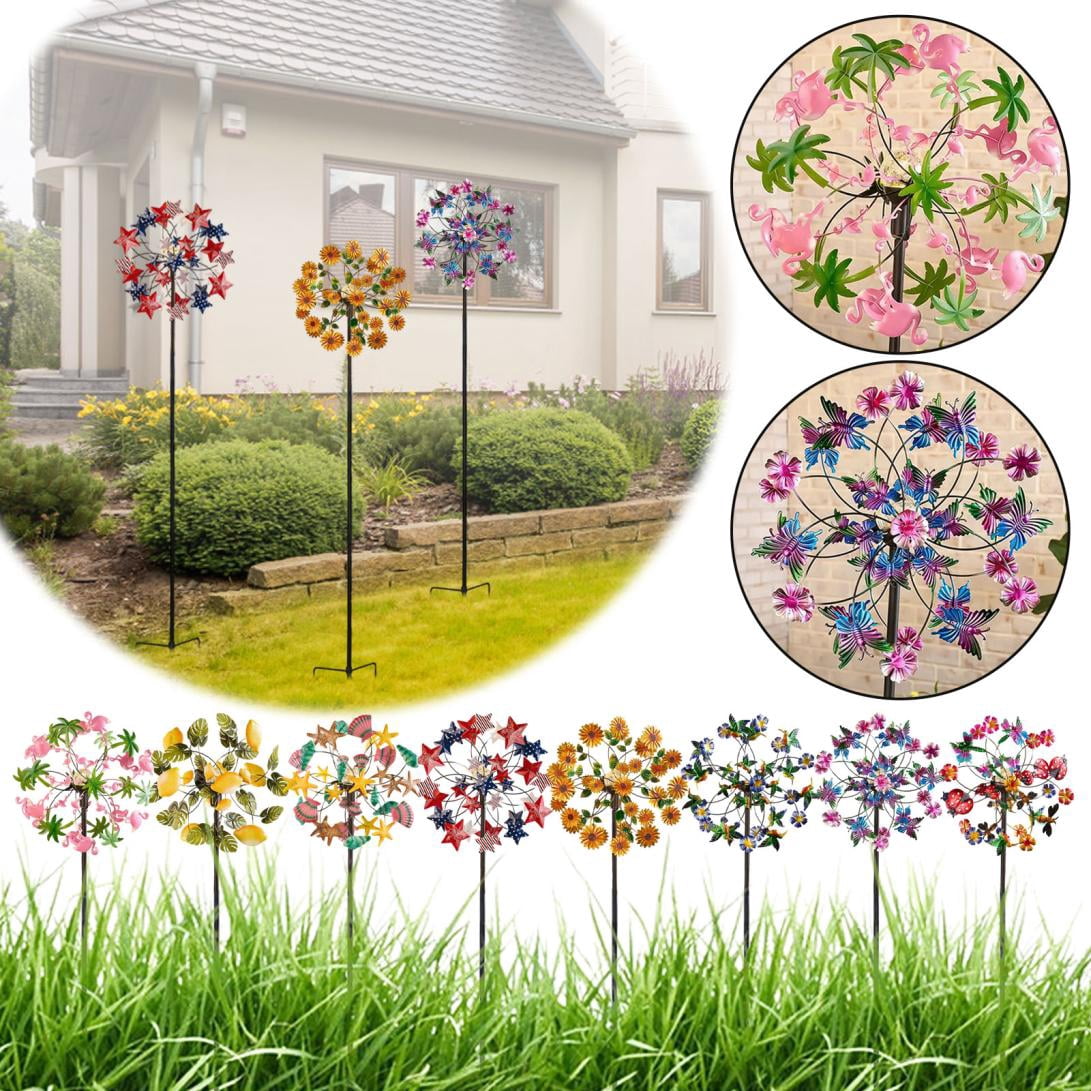 Solar Flower Wind Spinners Outdoor, Metal Windmill with Hummingbirds ...