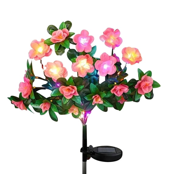 Solar Flowers Garden Solar Flower Lights with More Realistic Azalea Flowers Solar Garden Lights Outdoor Waterproof for Yard Patio Lawn Pathway Walkway Decoration Pink