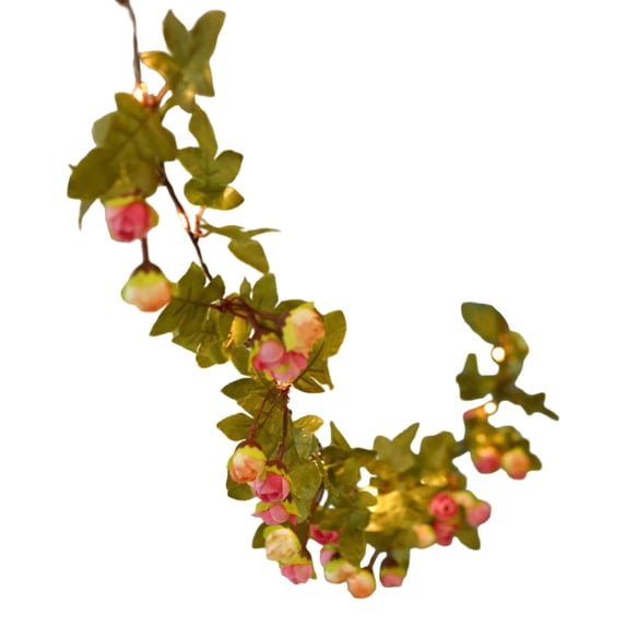 Solar Flowers String Lights Outdoor Waterproof, Artificial Rose Flower Fairy String Lights, Hanging Rose Vine Floral Garland with Lights for Garden Fence Yard Porch Wedding (F, 16.4ft)