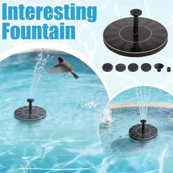 Solar Fountain for Bird Bath, 5.12in Floating Solar Bird Bath Fountain Small Sprinkler Outdoor Decor Mini Birdbath Water Pump for Outside Garden Fish Tank Backyard Pool and Patio Decoration