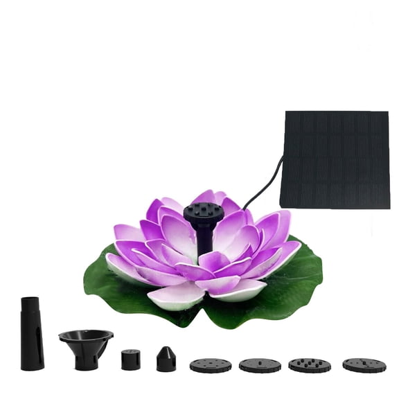 Solar Fountain Pump, 2W Solar Bird Bath Fountain with 7 Spray Nozzles & Detachable Lotus Design, Floating Solar Water Pump for Garden, Pond, Patio, Pool, Outdoor Decor