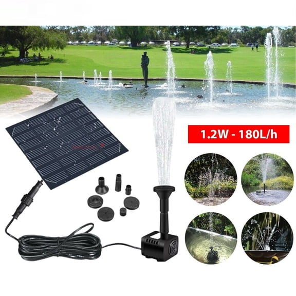 Solar Fountain Pump, 6 Nozzles Floating Water Pump for Bird Bath, Garden Pond, Outdoor Decor, Solar Powered with 1.5W Panel