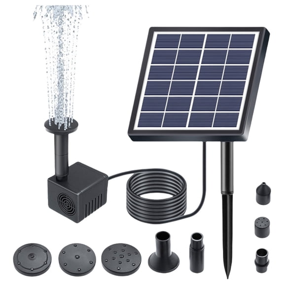 Solar Fountain Pump For Outdoor Landscaping 160L/h Flows Rate Submersible Water Pump with Nozzles Energy Saving