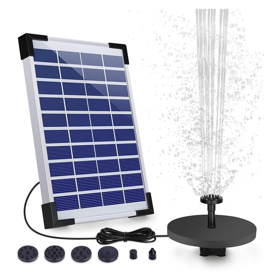 Solar Fountain Pump, Solar Water Pump Floating Fountain With 6 Nozzles, For Bird Bath, Pond Or Garden Solar Aerator Pump ,Multi-Install Methods