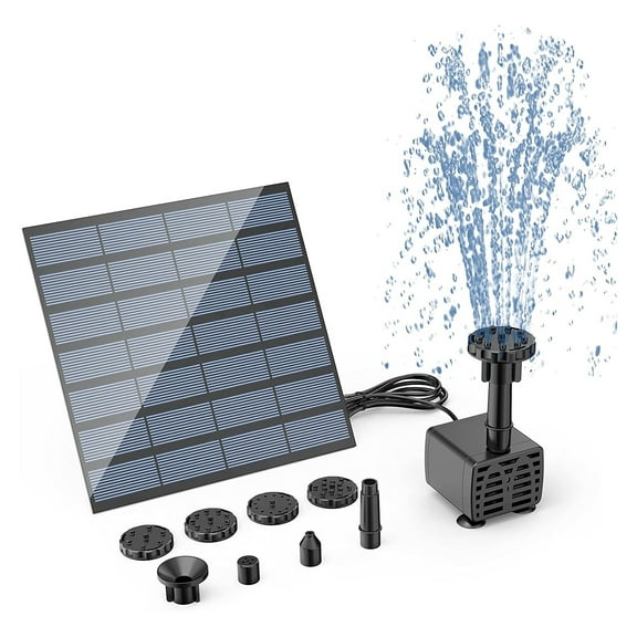 Solar Fountain Pump,with 6Nozzles And 4ft Water Pipe,Solar Powered Pump For Bird Bath,Pond,Garden And Other Places ,Multi-Install Methods