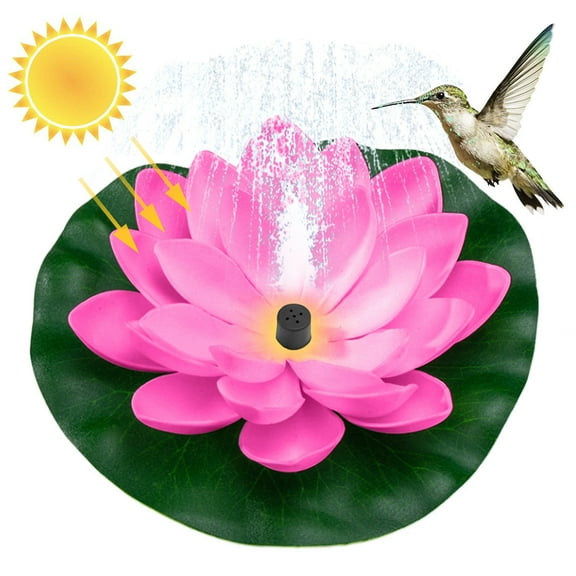 Solar Fountain with 6 Different Water Style Sprayers,Artificial Floating Foam Lotus Flower with Water Lily Pad,Lifelike Pond Pool Ornaments,Realistic Ornament for Home Garden Pond Aquarium Decor