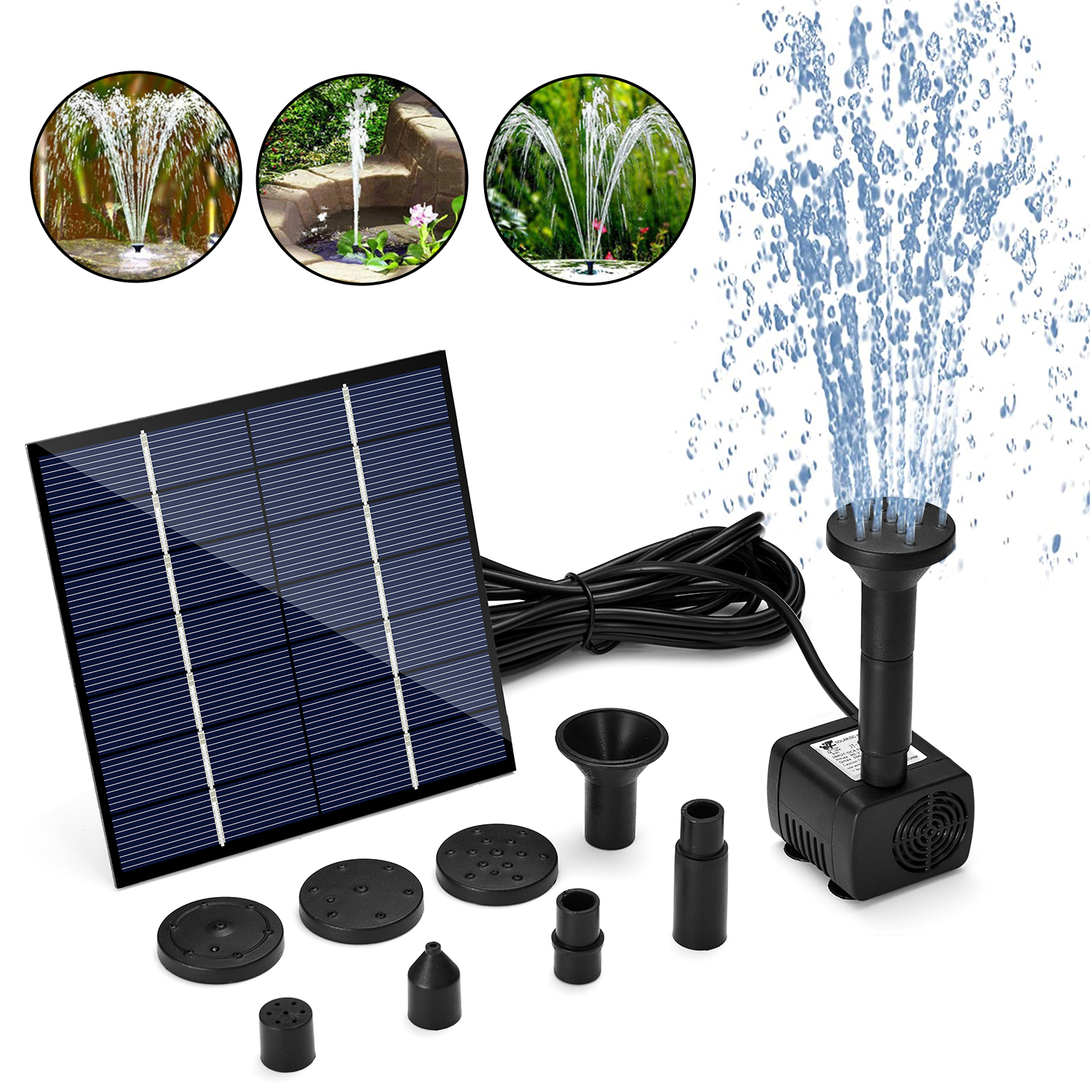 Solar Fountain Water Pump, 1.2W Solar Powered Bird Bath Fountain,  Submersible Water Pump Kit Solar Panel Kits for Outdoor Pool, Small Pond,  Garden Fish Tank, 200L/H
