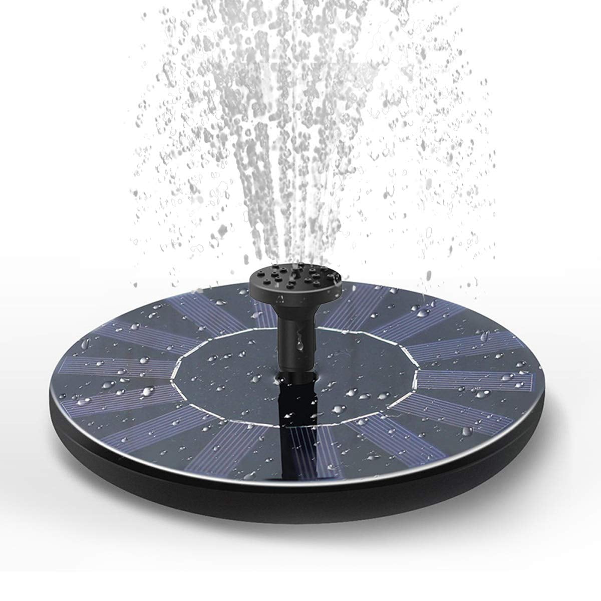 Black Round Solar Powered Fountain Pump for Bird Bath