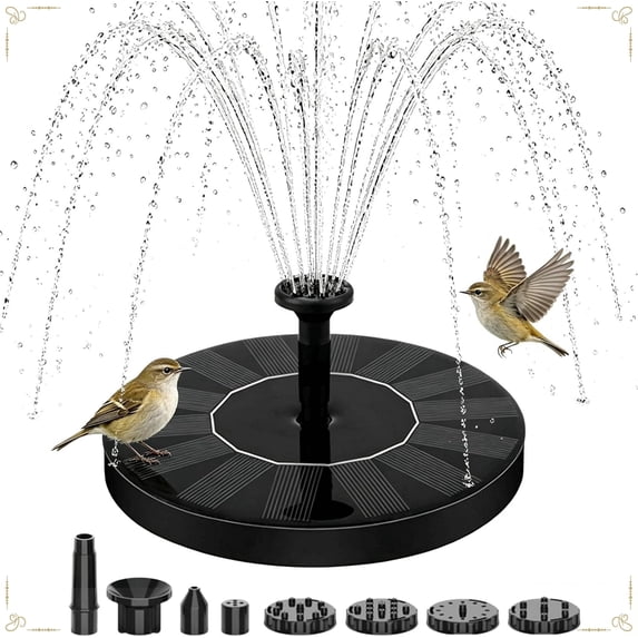 Solar Fountain for Bird Bath: Floating Mini Solar Water Fountain with 6 Nozzles for Garden, Pond, Pool, and Outdoor (1, 5.1")