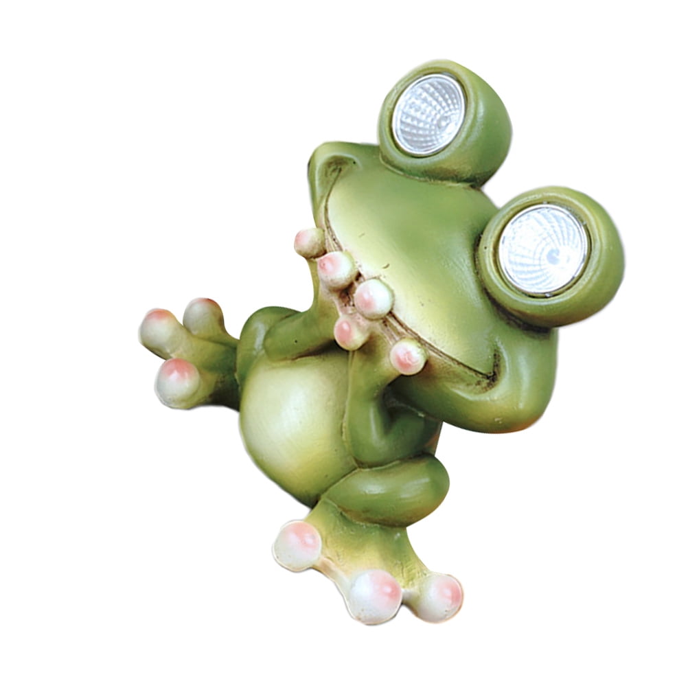 Solar Frog Decor Garden Frogs Statue Outdoor Statues Lights Resin