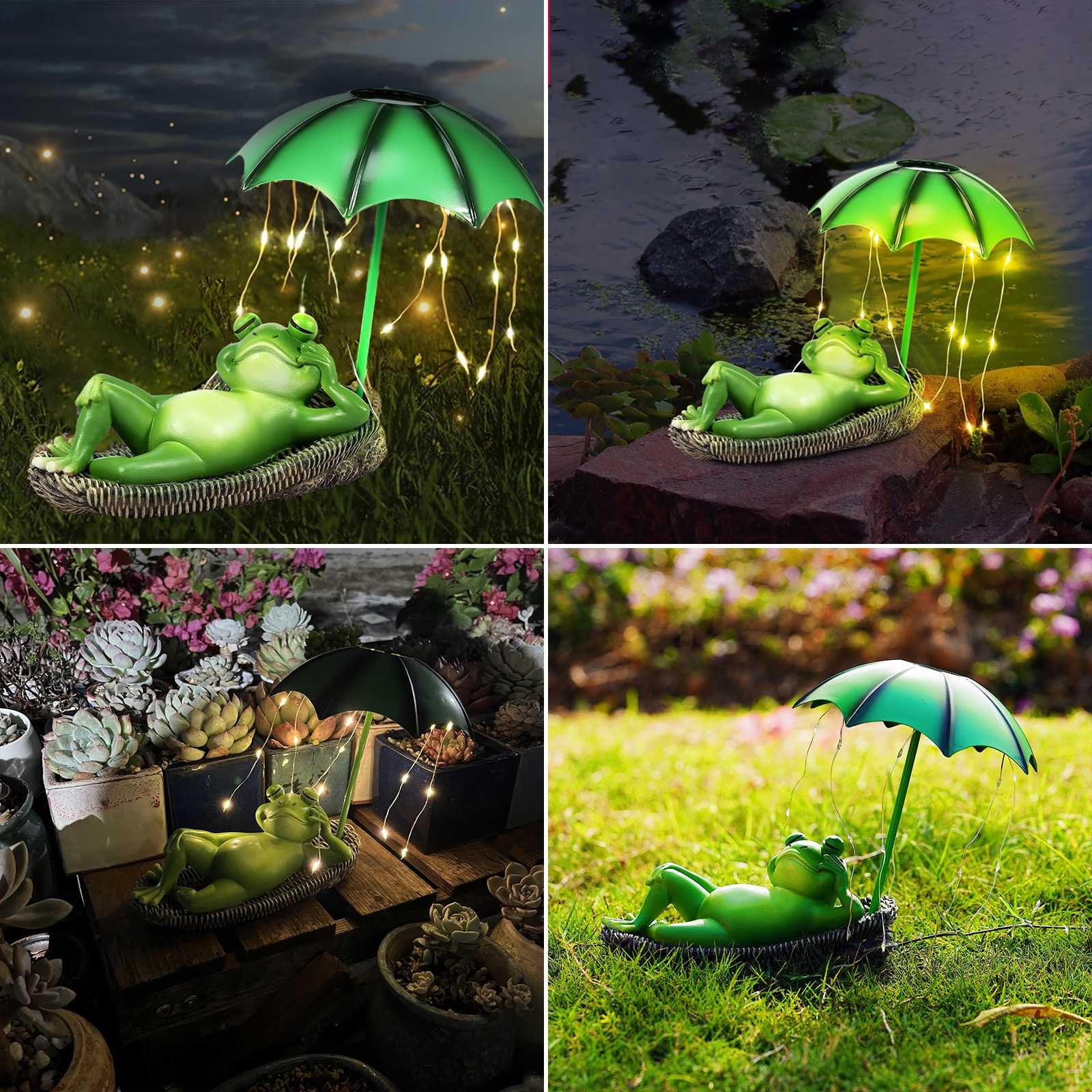 Solar Frogs Garden Decor Light Outdoor Statue Solar Light Sculpture Lights Solar Frogs Pond