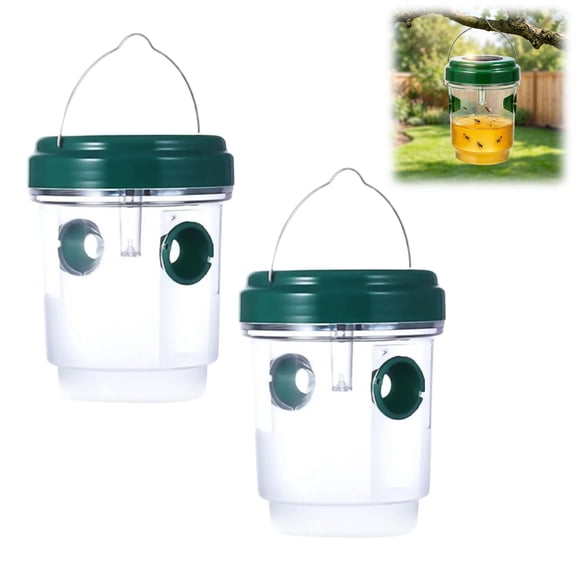 Solar Fruit Fly Trap, Outdoor Solar Powered Insect Catcher for Garden, Orchard, Farm, Reusable Pest Control(2PCS)