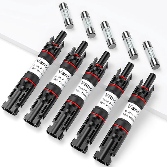 Solar Fuse Inline Fuse Holder DC 1000V, 10A PV Fuse Connector, 5Pcs Waterproof for Solar Panels
