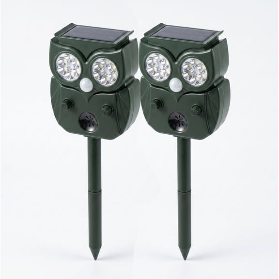 Solar Garden Alarm Outdoor Motion Sensor Device, Motion Activated LED Flash & Sound Alert, Waterproof, 2 Pack