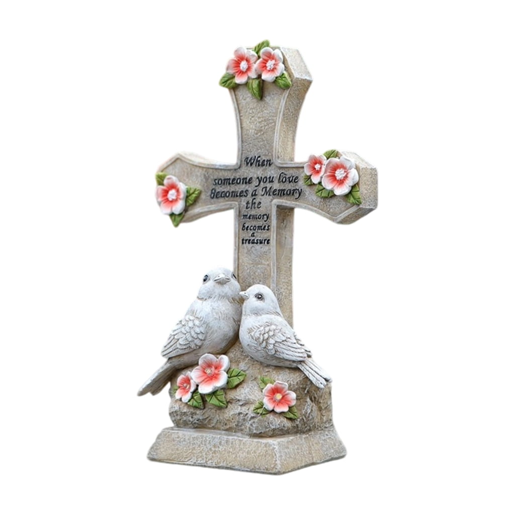 Solar Garden Bird Statue with Warm LED Light Resin Decorative Sculpture