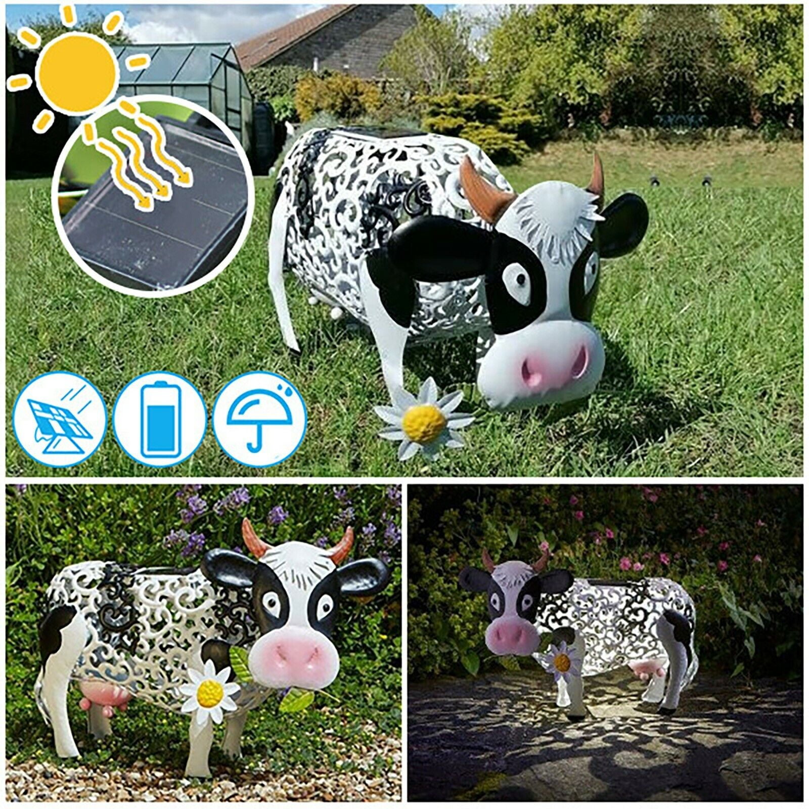 Solar Garden Daisy Cow Light Lawn Landscape Outdoor LED Decor Changing