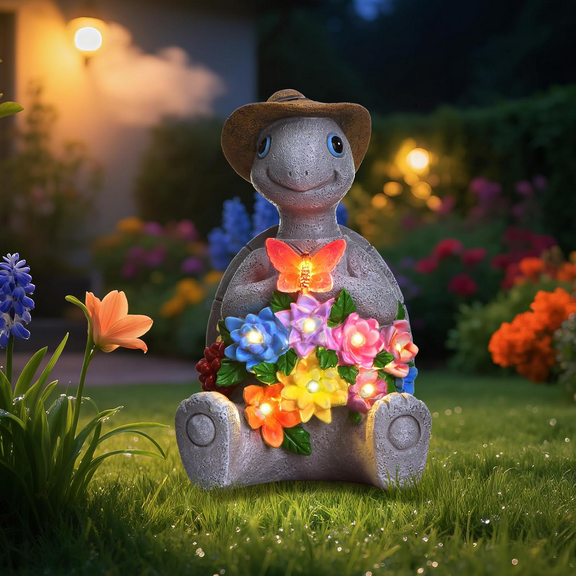 Solar Garden Decor Watering turtle, Outdoor Statue Solar Light Decoration, Housewarming Gift, Birthday Gift for Women, Mom, Grandma