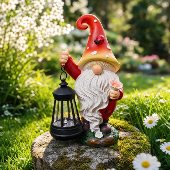 Solar Garden Figurine Light, Resin Outdoor Decoration Statue, LED Hanging Lamp With Automatic Solar Charging, Weather Resistant Lawn Ornament For Patio Porch Display