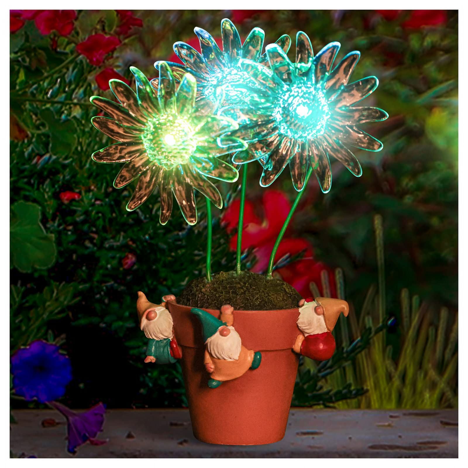 Solar Garden Figurine Lights with Gnomes, MultiColor Changing Solar