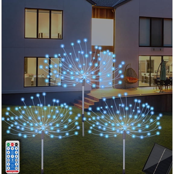 Solar Garden Firework Lights- 3 x 120 LED Fairy Lights Solar Powered Starburst Lights Outdoor Firework Decorative Lamp Pathway Lighting.