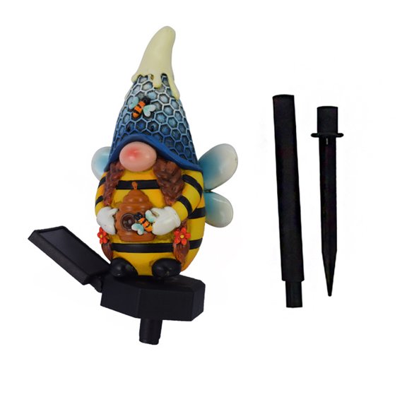 Solar Garden Gnome Light Outdoor Solar-Powered Stake Lamp for Lawn Pathway Decoration, Automatic Dusk-to-Dawn LED Illumination, Weatherproof Resin Elf Figure