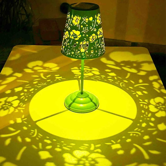Solar Garden Lamp Ironwork Adjustable Height Intricate Floral Projection Outdoor Table and Stake Lighting