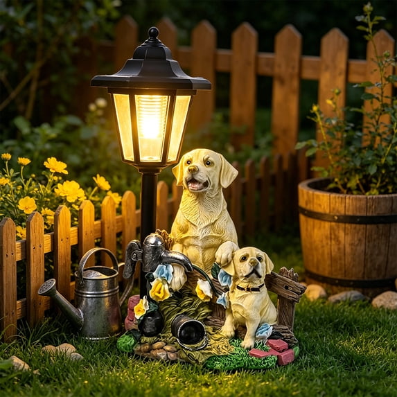 Solar Garden Light, Labrador Dog Statue, Resin Outdoor Night Light for Patio Yard Decoration, 1 Count