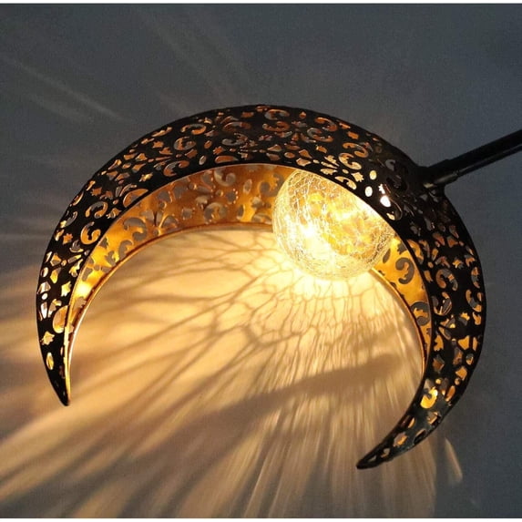 Solar Garden Light Outdoor Decorative, Moon Decor Crackle Glass Globe ...